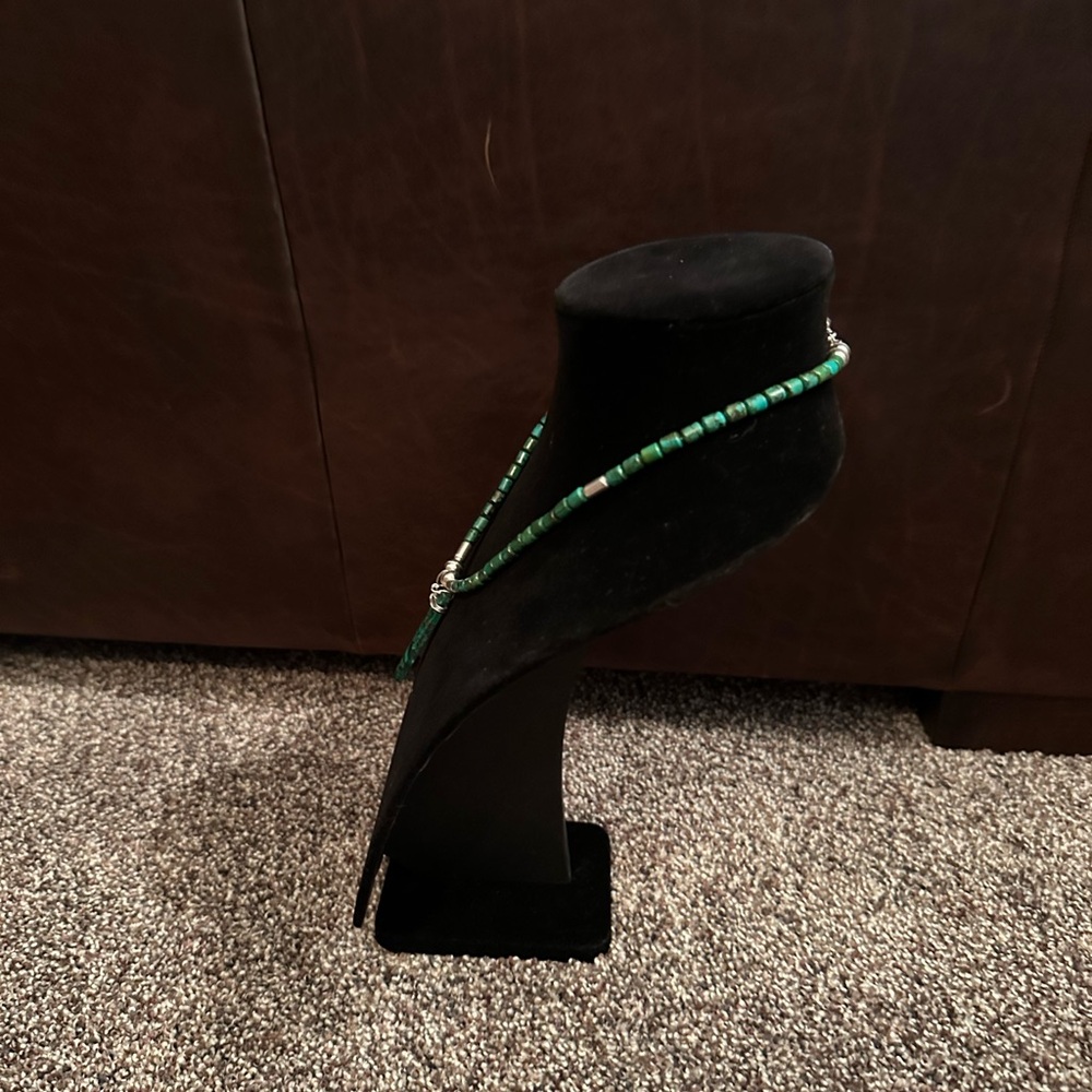 Hand Crafted “One of a Kind” GreenTurquoise/Malachite/Sterling Silver Necklace - Picture 3 of 4